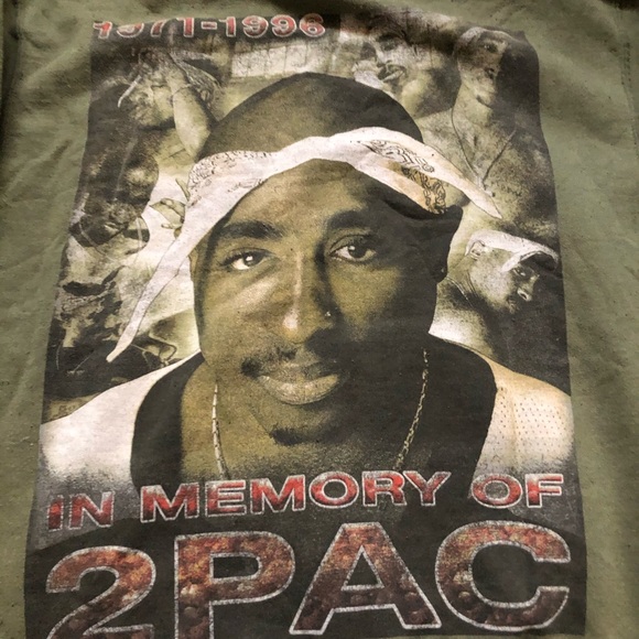 Vintage *RARE* 2pac rap tee hoodie green small - Picture 7 of 8